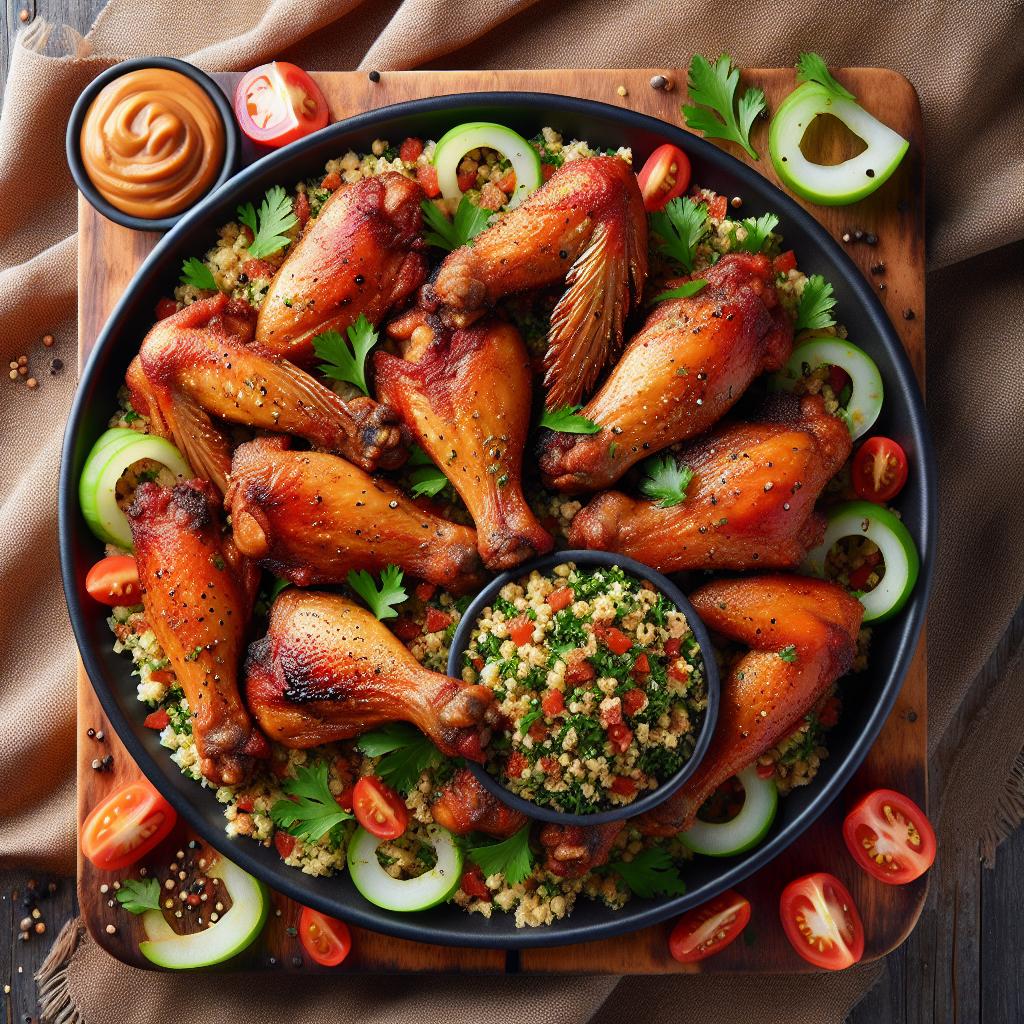 Alitas de pollo ahumadas con tabulé