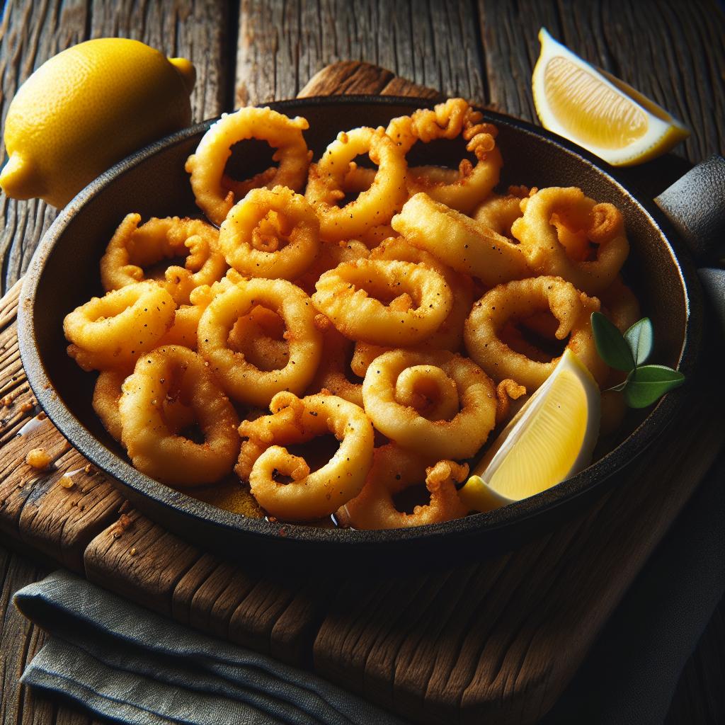 Anillos de calamares en sartén