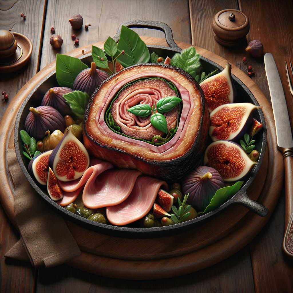 Asado relleno de higos y crudo