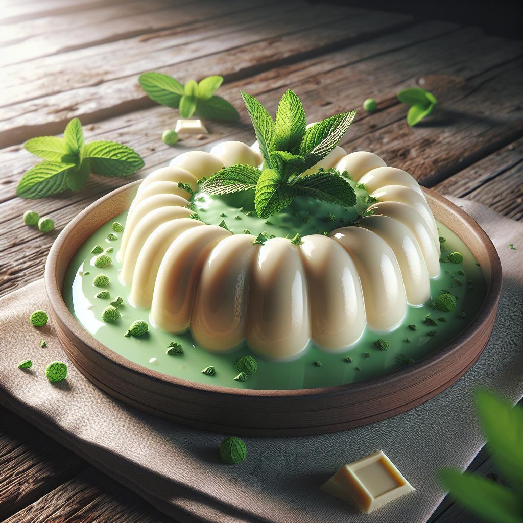 Bavarese de chocolate blanco y salsa de menta