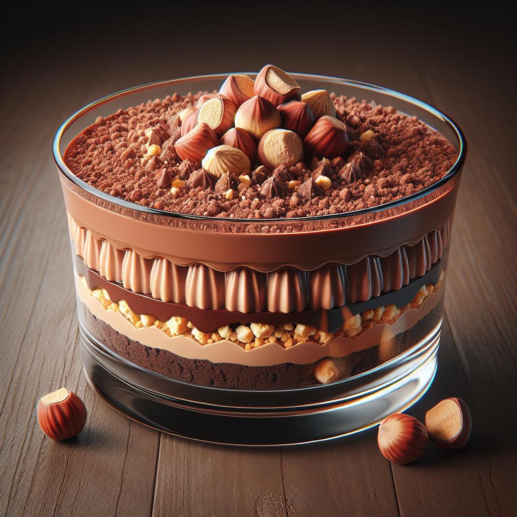 Bavarese de chocolate, avellanas y amaretti
