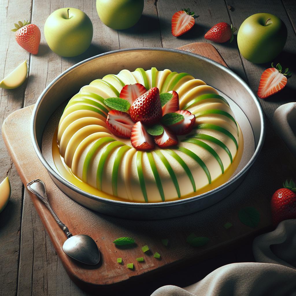 Bavarese de limón, manzana verde y fresas