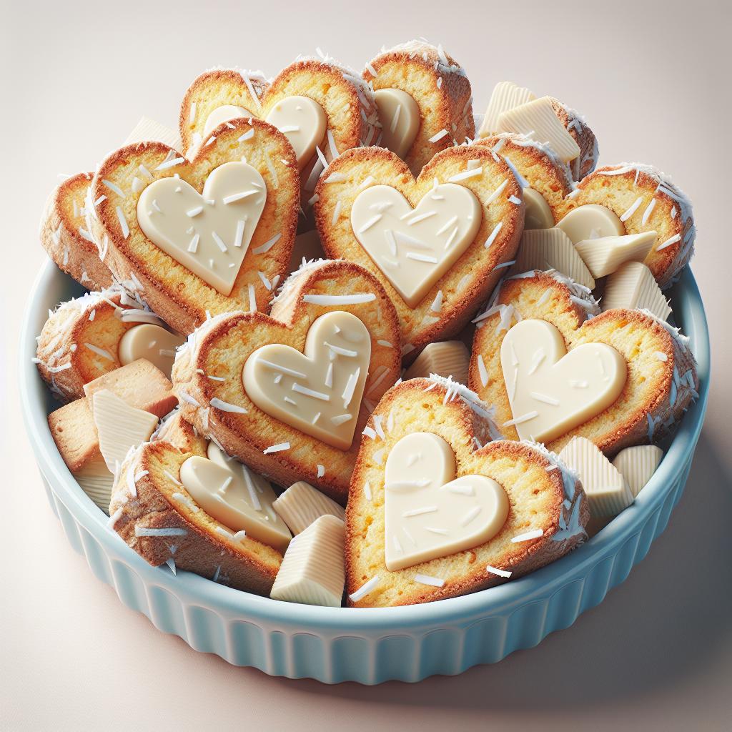 Galletas de coco con corazón de chocolate blanco