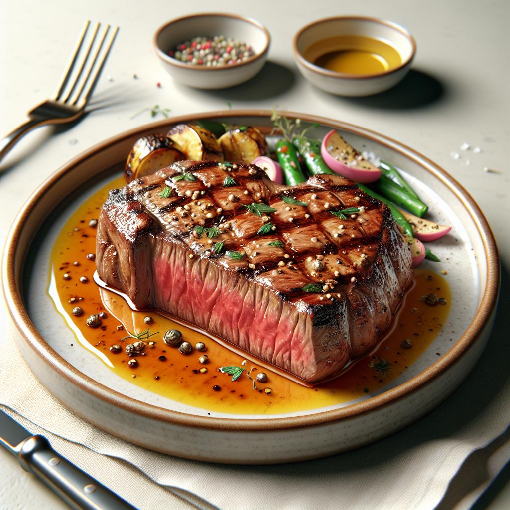 Bistec glaseado con mostaza