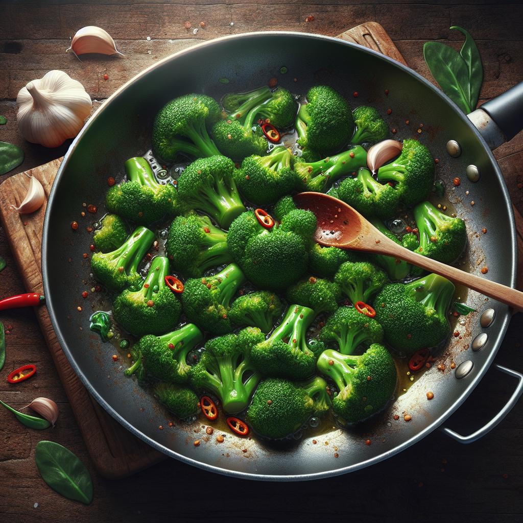 Brócoli salteado en sartén