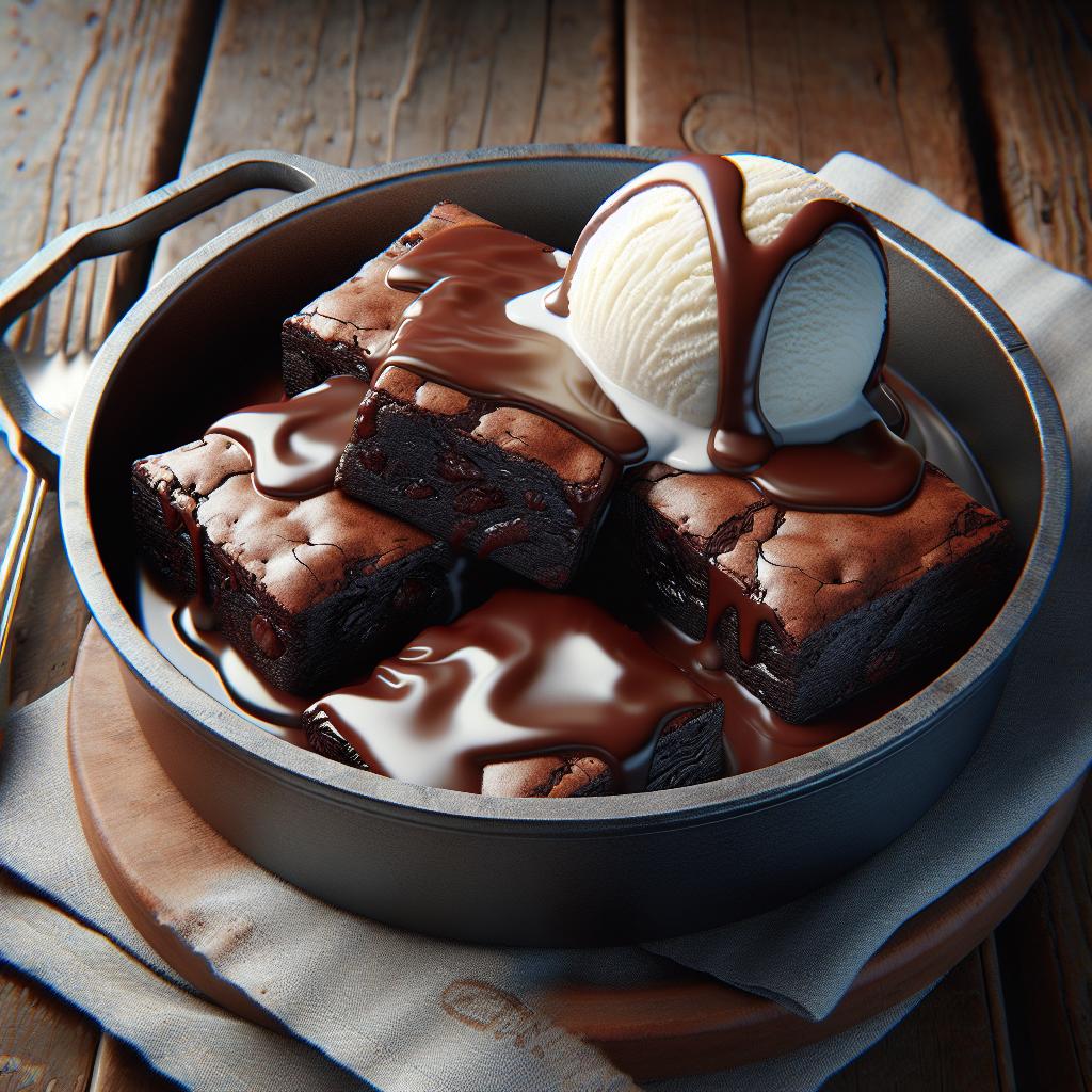 Brownies al chocolate con helado