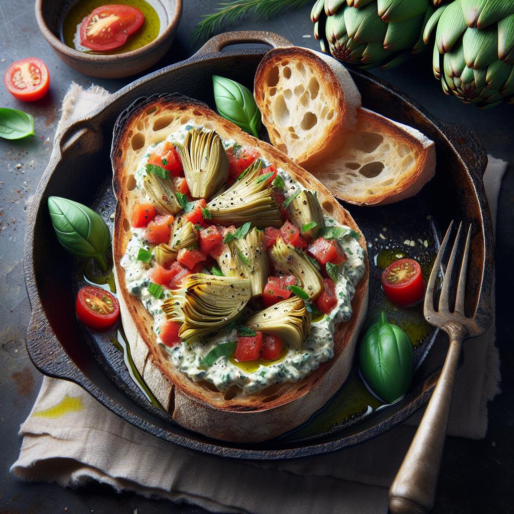 Bruschetta con crema de alcachofas