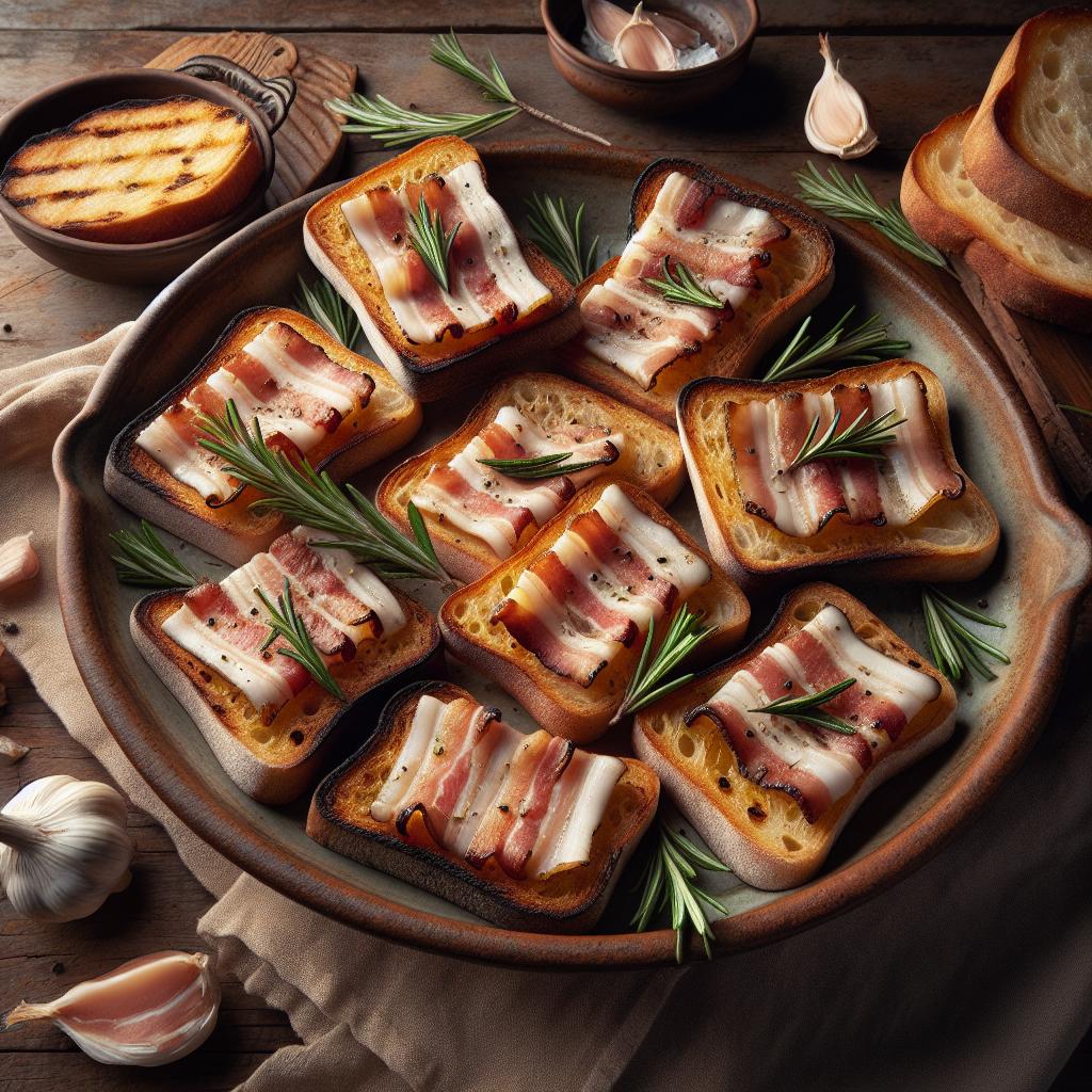 Bruschette al lardo y romero