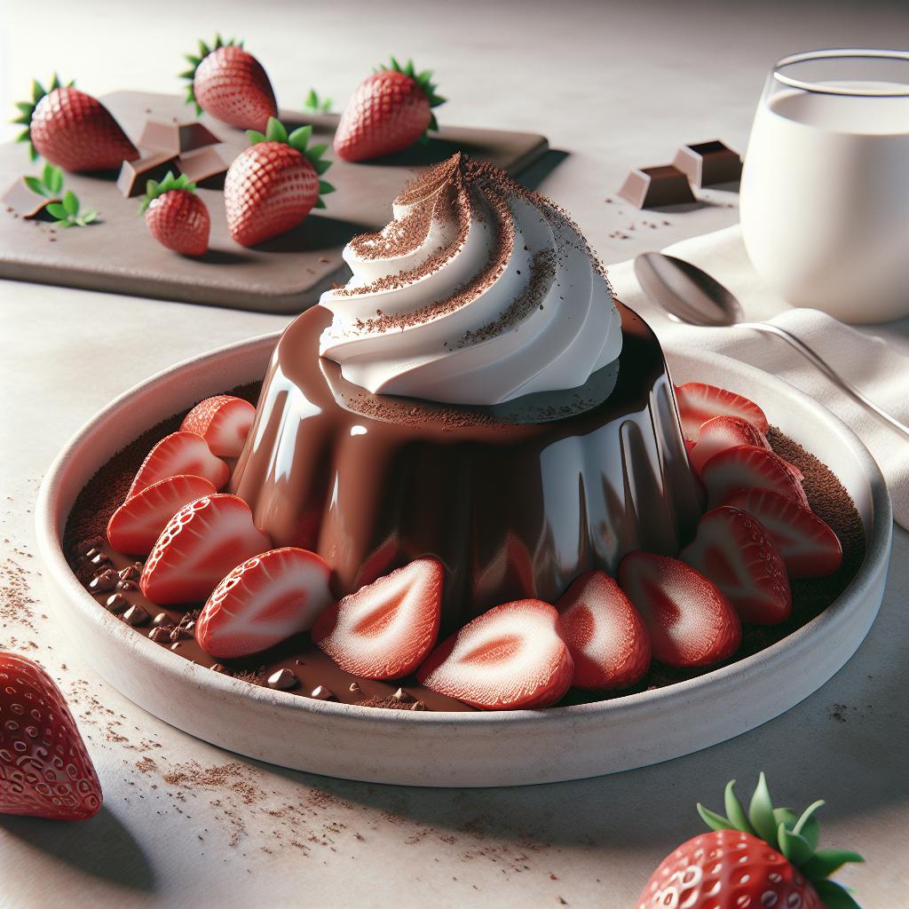Budín de chocolate con nata y fresas