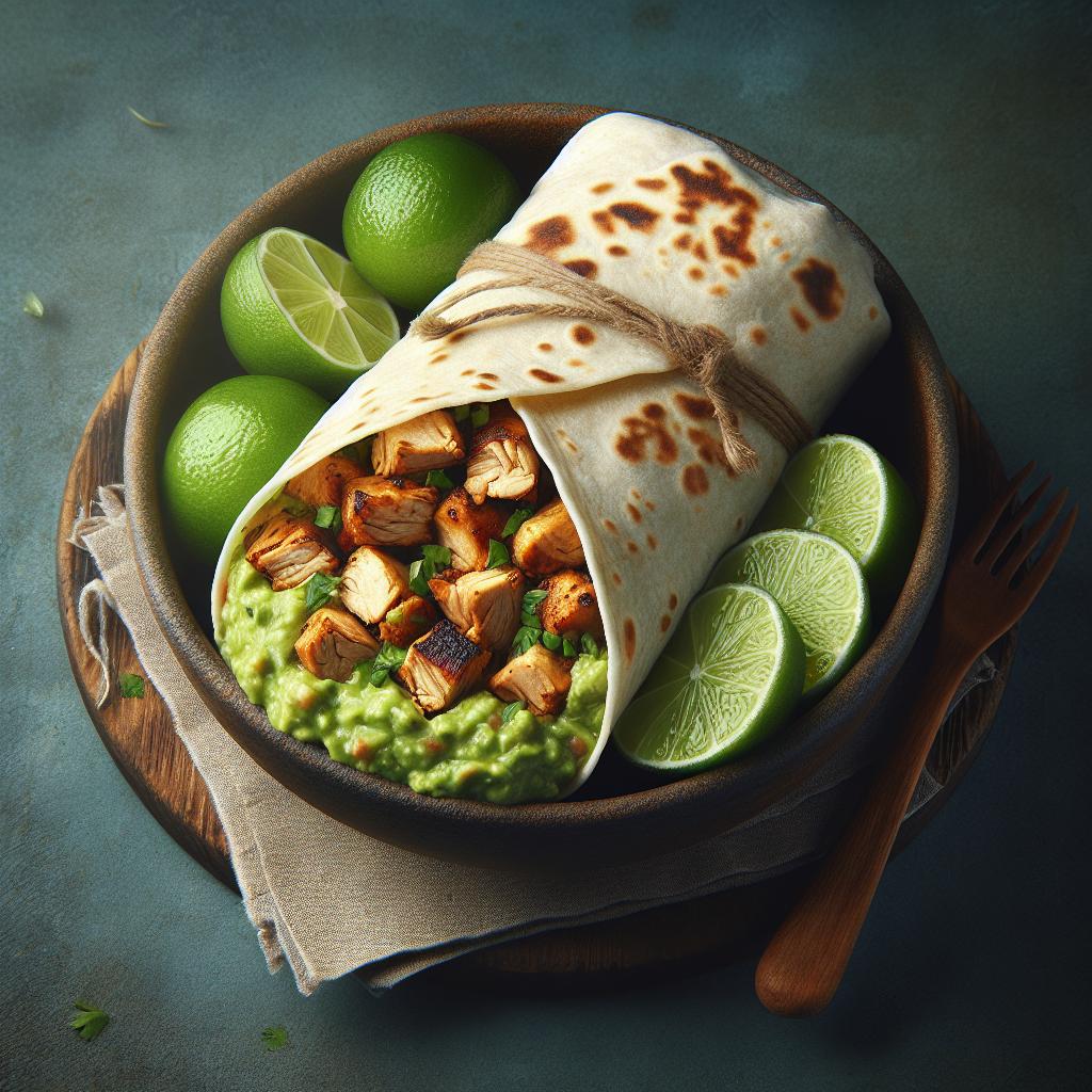 Burrito de pollo con guacamole de lima