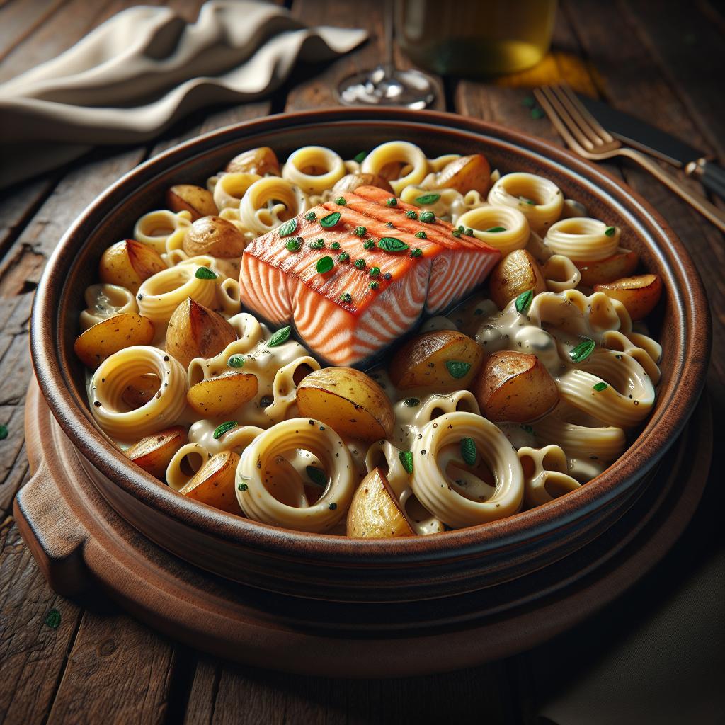 Calamarata salmón y patatas