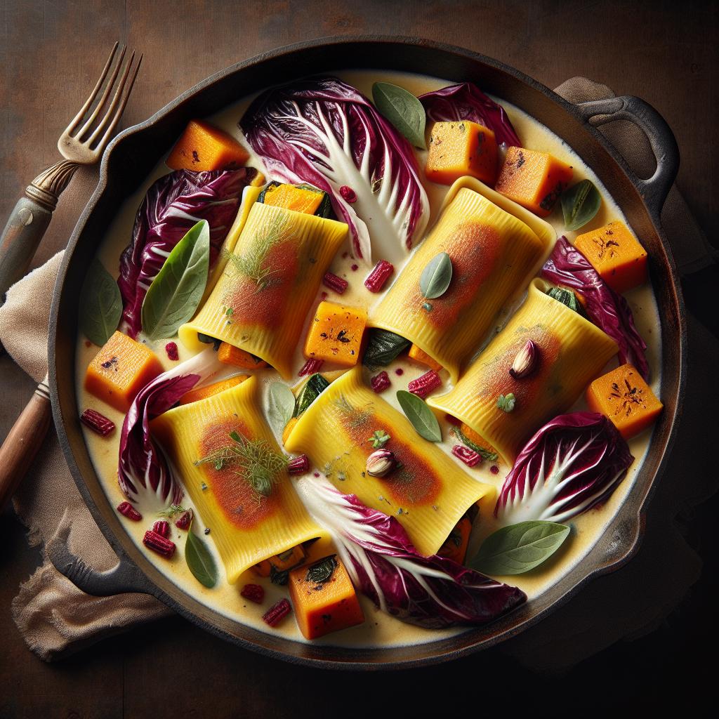 Cannelloni de calabaza y radicchio rojo