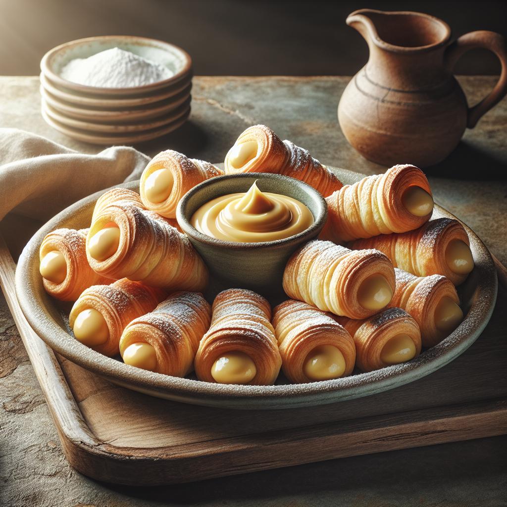 Cañoncitos de hojaldre con crema pastelera