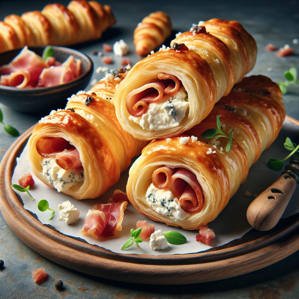 Canutillos salados con queso de cabra y panceta