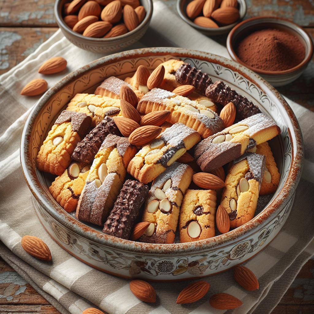 Cantucci con harina de castañas, almendras y chocolate