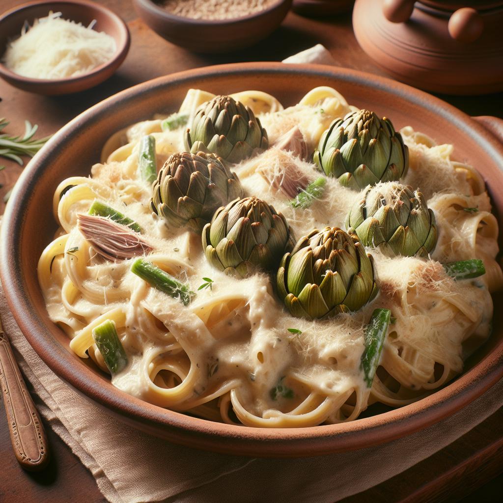 Carbonara de alcachofas