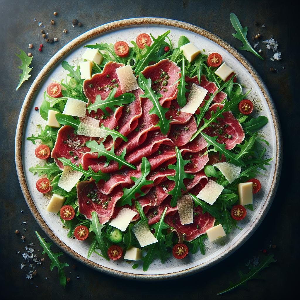 Carpaccio de ternera con rúcula y grana
