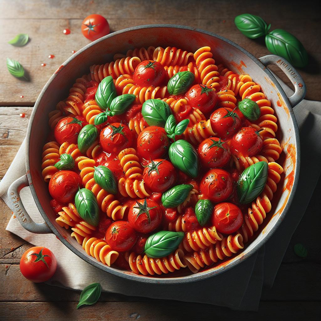 Casarecce con tomates cherry y albahaca