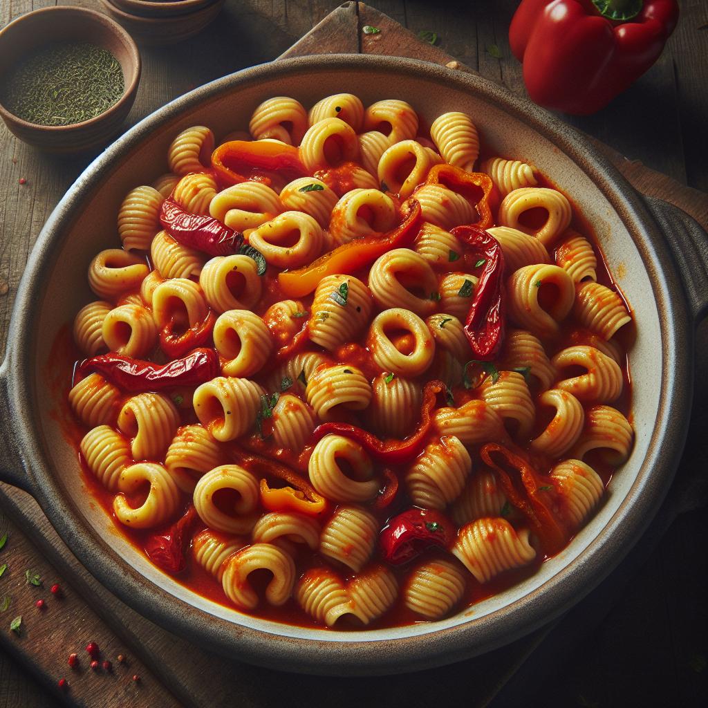 Cavatelli hechos en casa con salsa de pimientos