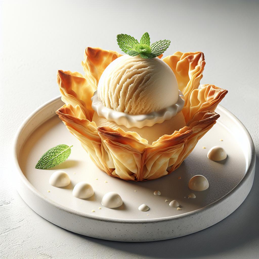 Cestitas de pasta filo con helado