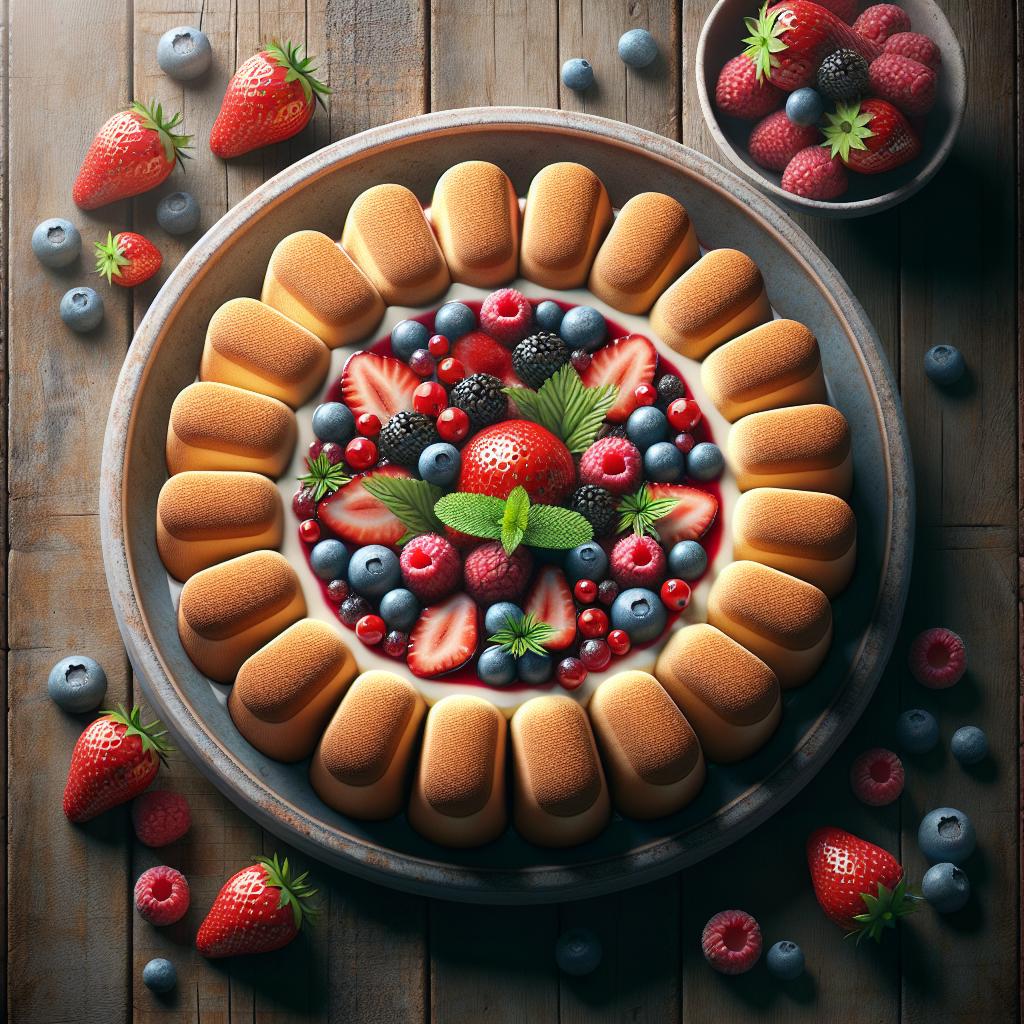 Charlotte con frutos del bosque