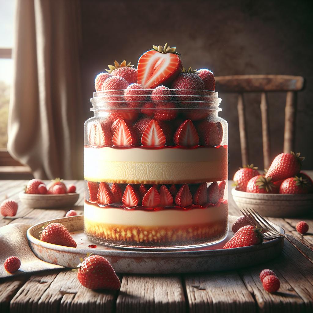 Cheesecake de fresas en el frasco