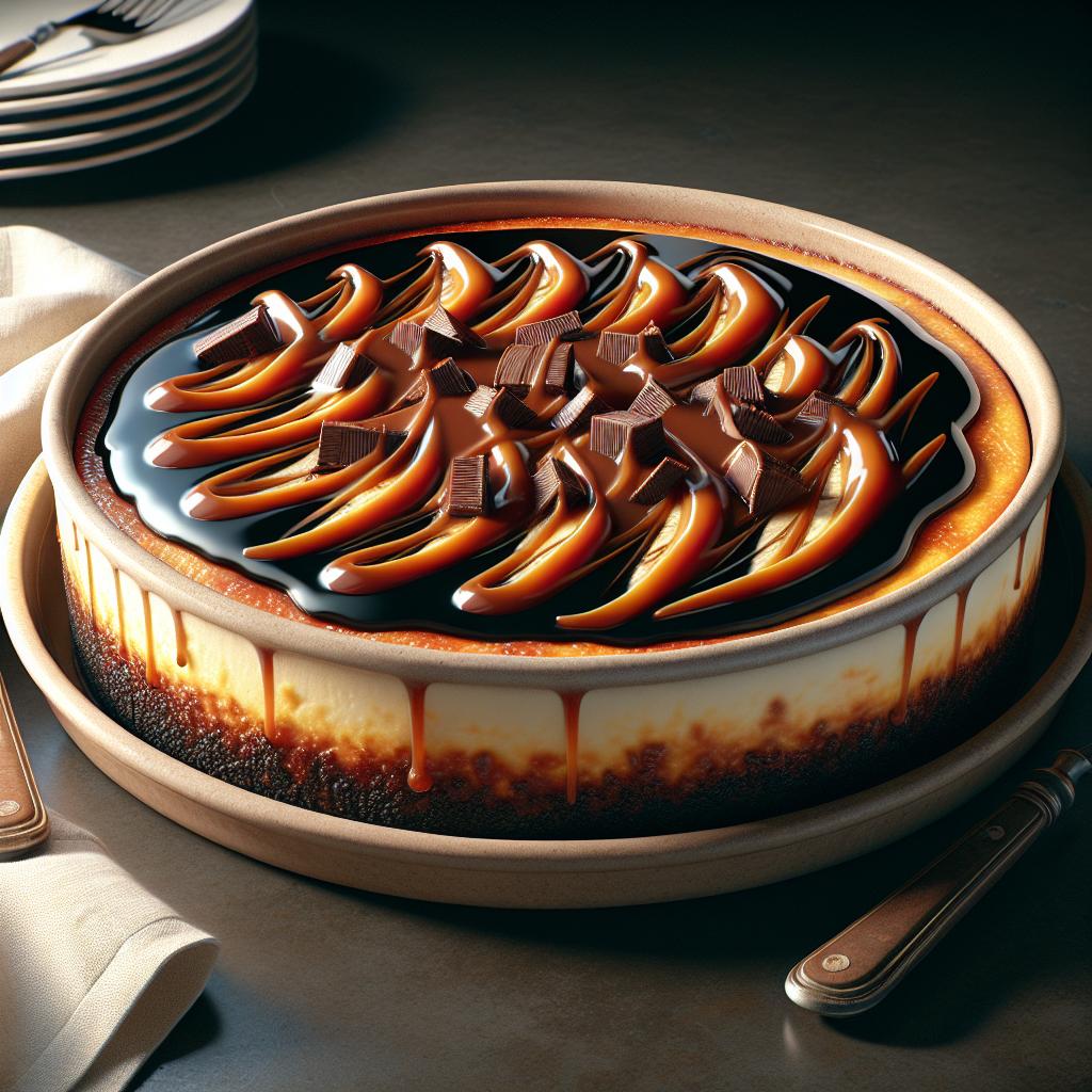 Cheesecake con chocolate y caramelo salado