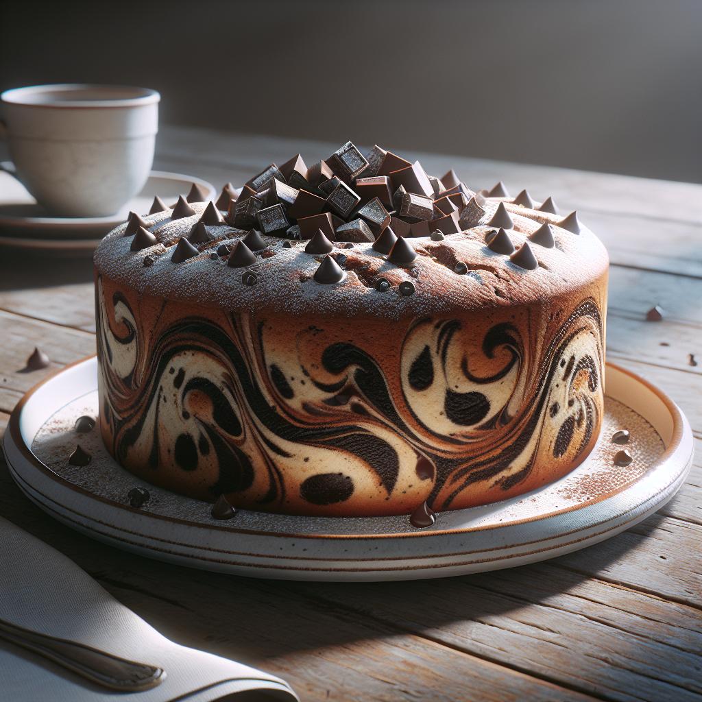 Ciambella marmorizzata al cacao e gocce di cioccolato