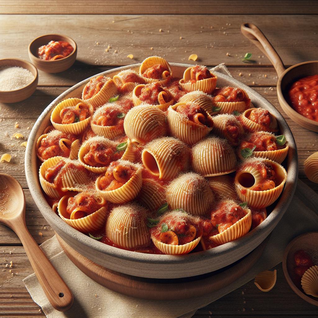 Conchas rellenas de ragú