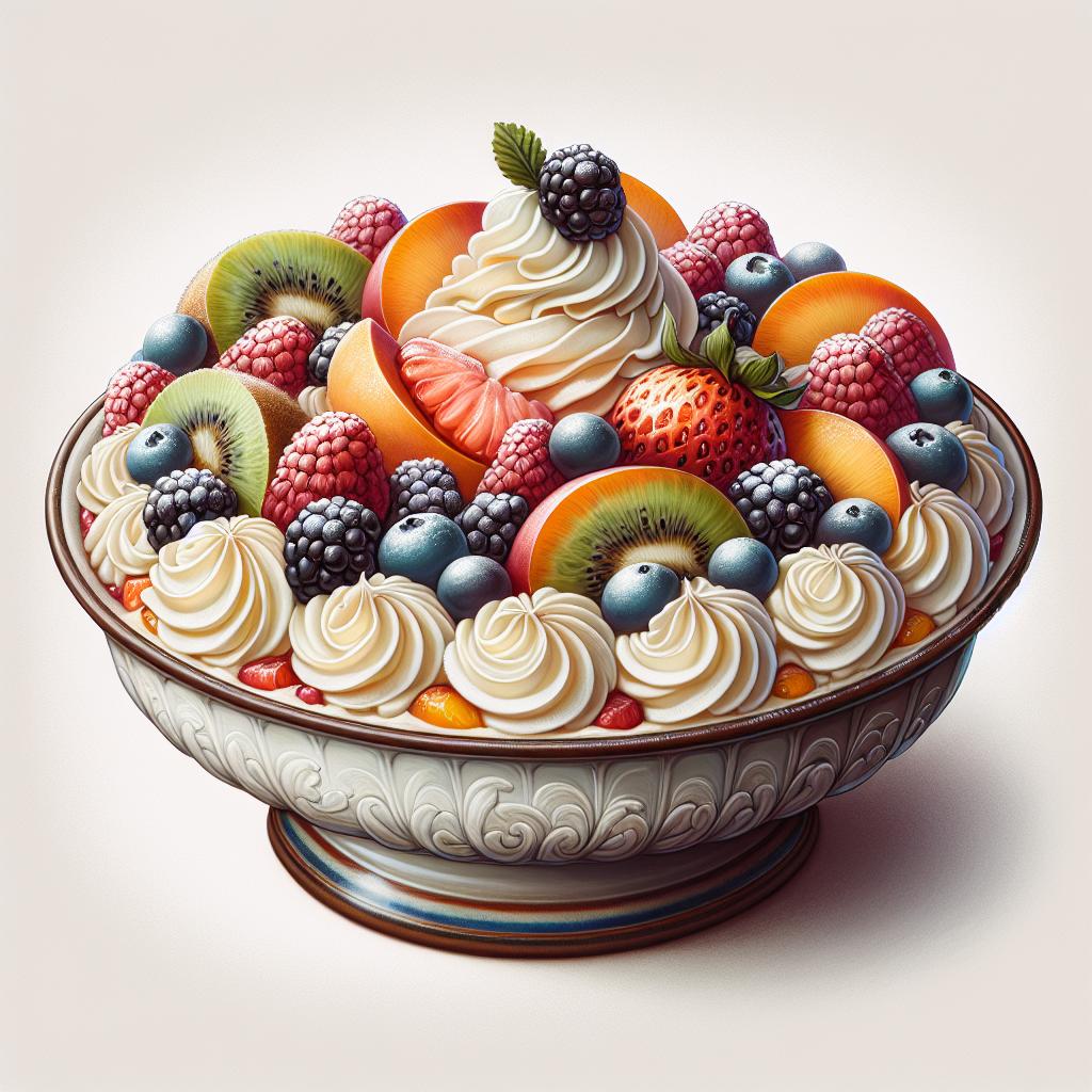 Copa de crema chantilly con fruta