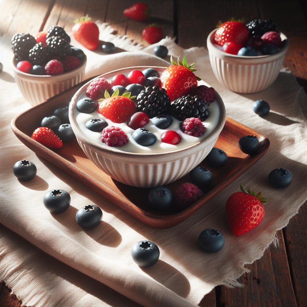 Copas de yogur y frutos del bosque