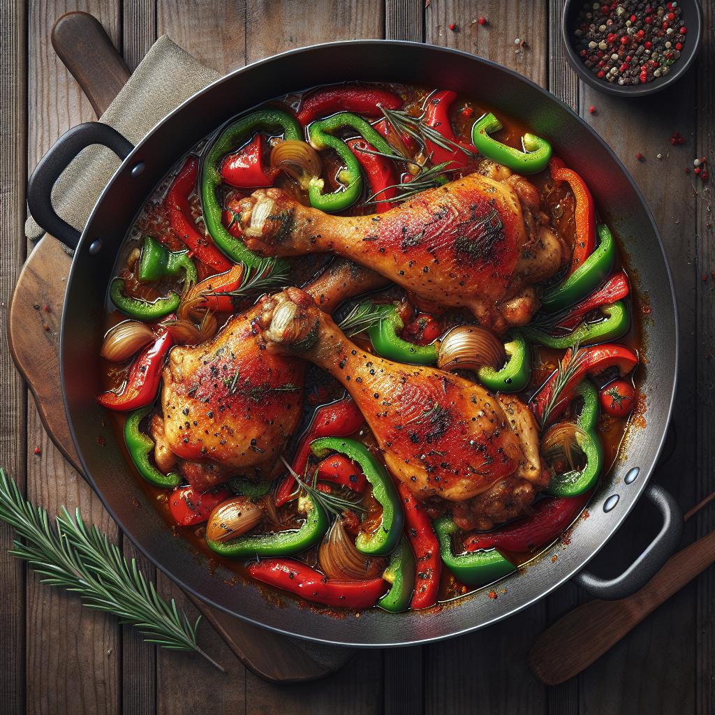 Muslos de pollo con pimientos