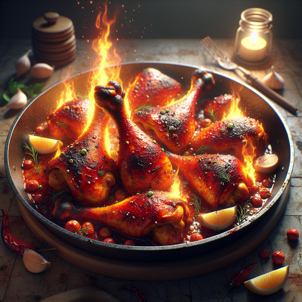 Muslos de pollo ardientes