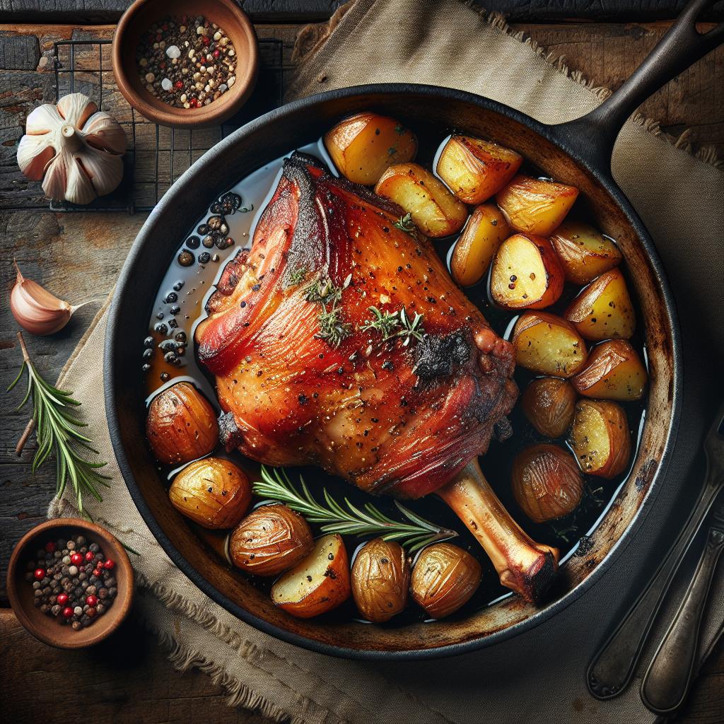 Pierna de cochinillo al horno con patatas