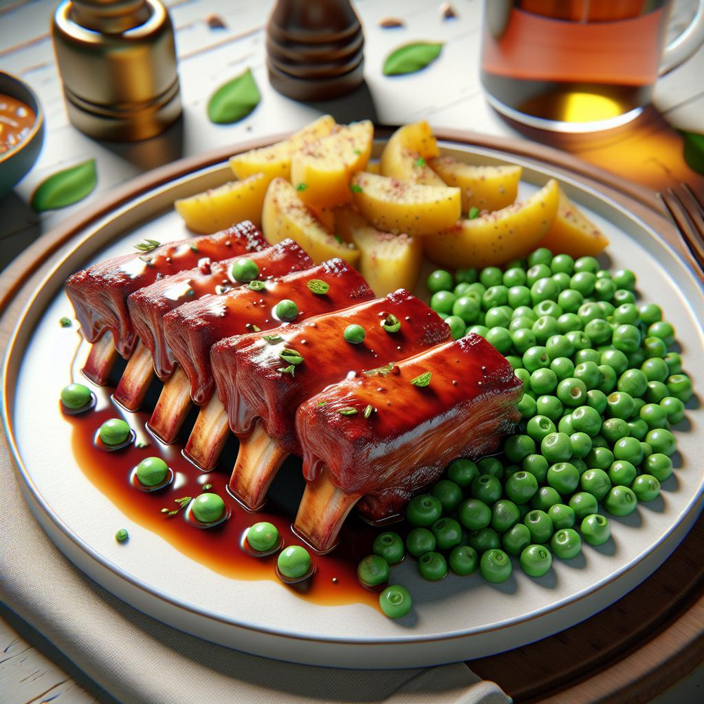 Costillas con guisantes y patatas