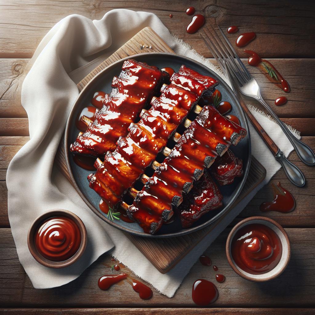 Costillas glaseadas con salsa BBQ
