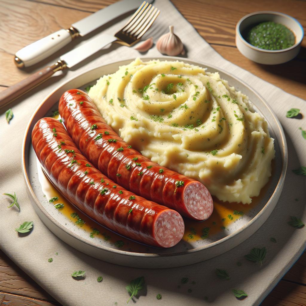 Cotechino sobre crema de patatas