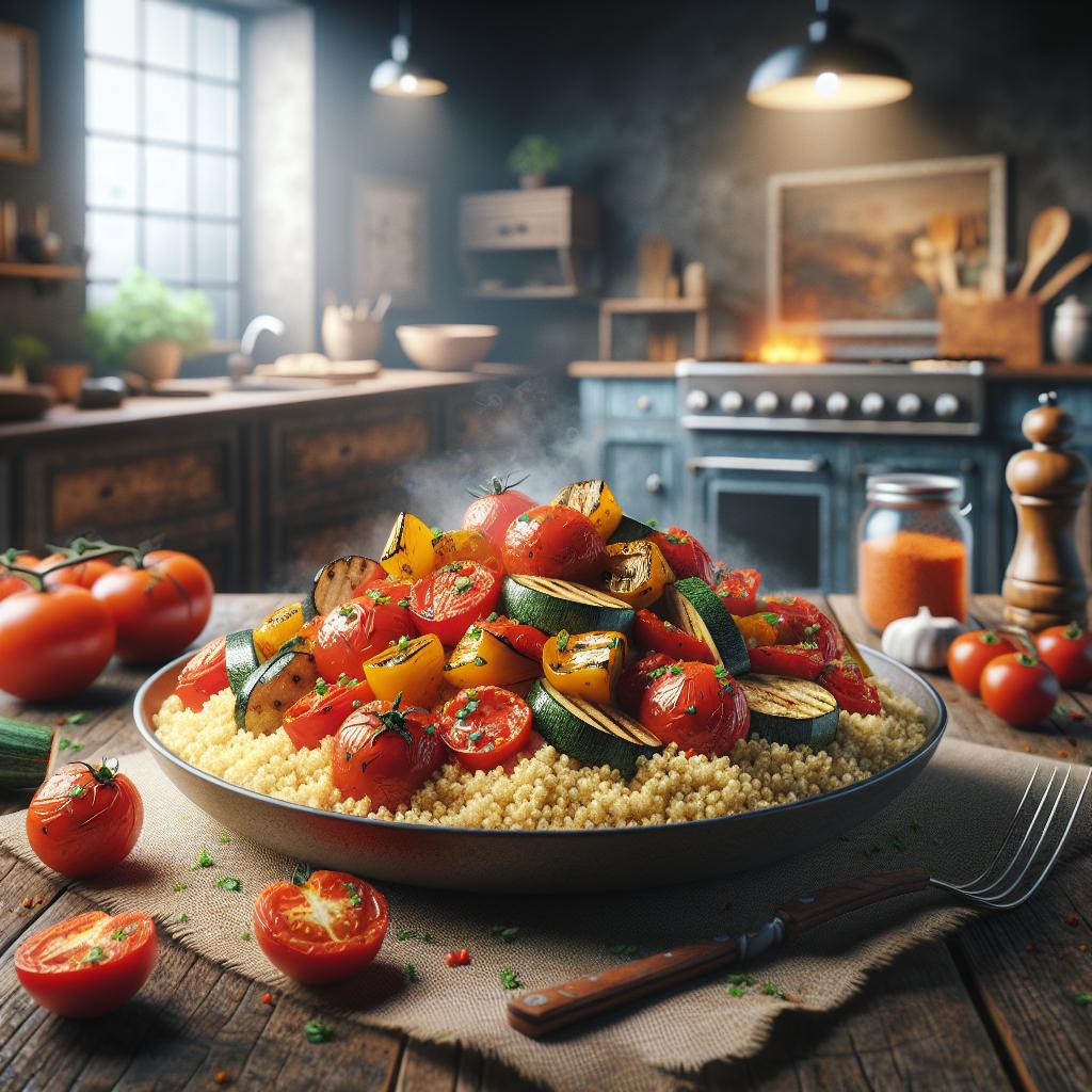 Cuscús con tomate y verduras a la parrilla