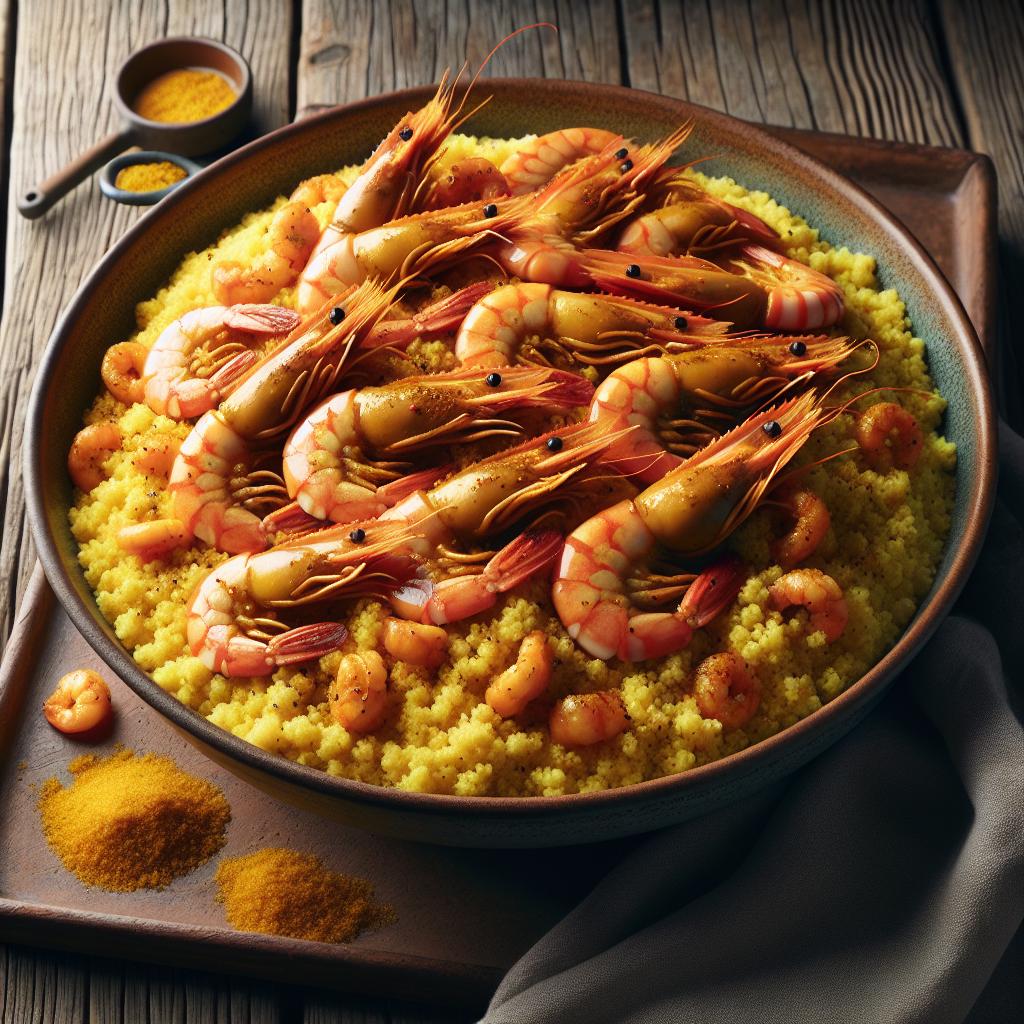 Couscous con curry e gamberi
