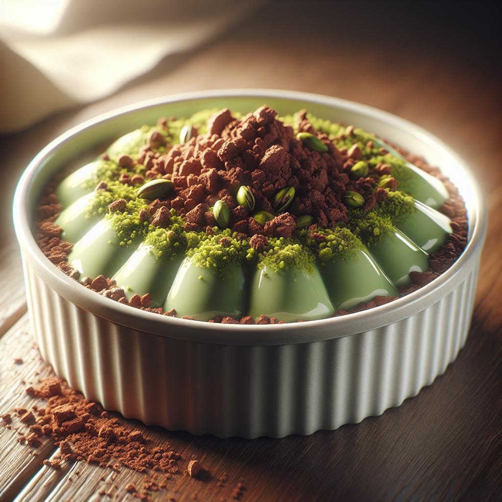 Cremoso de pistacho con crumble de cacao