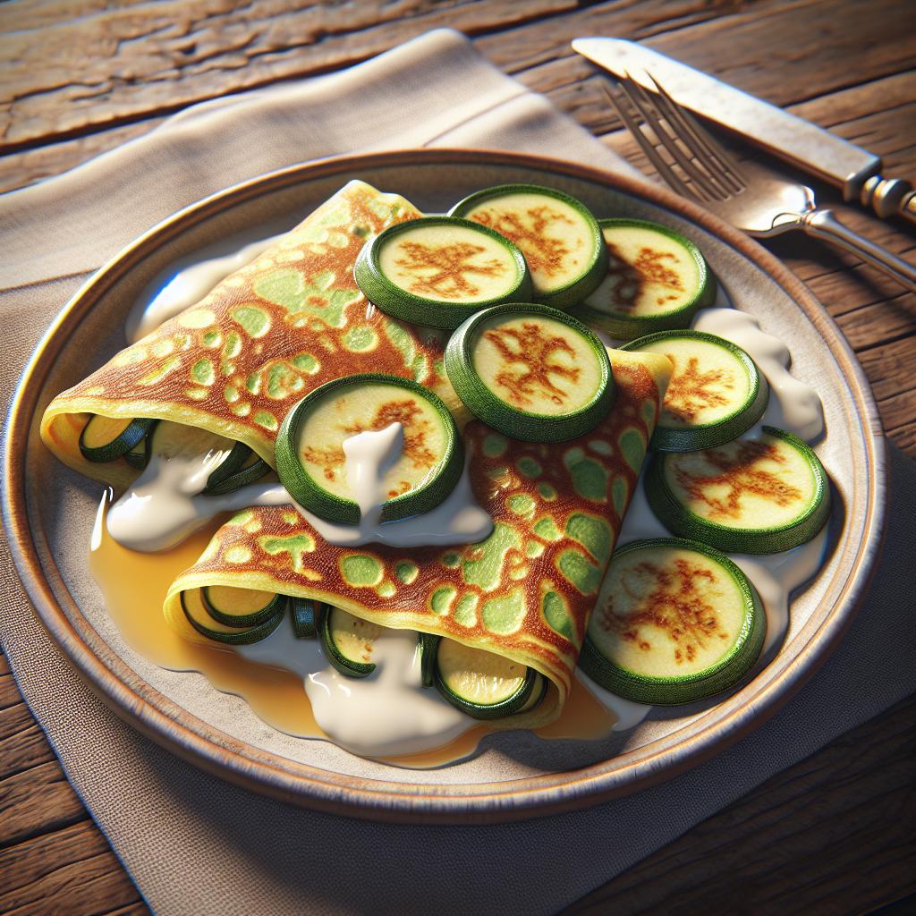 Crepes de calabacín con jamón cocido y stracchino