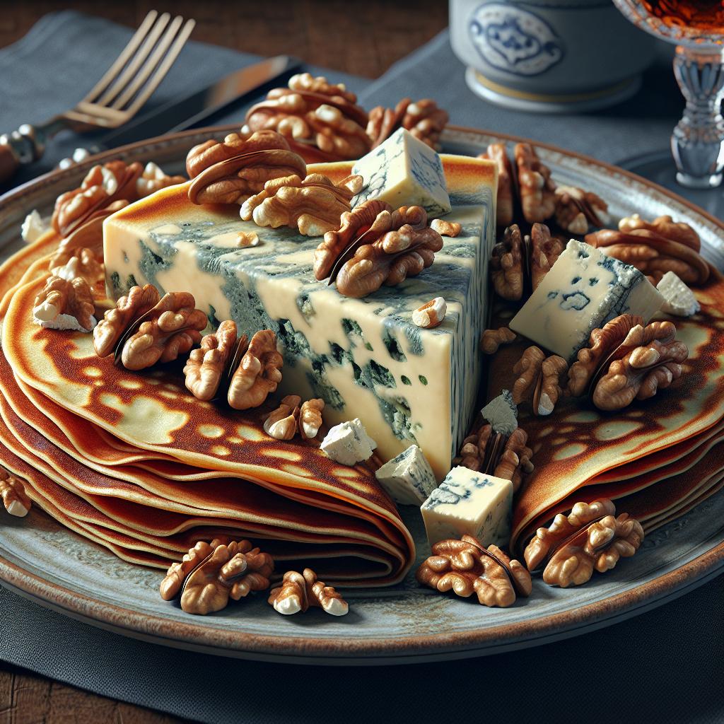 Crepes con roquefort y nueces