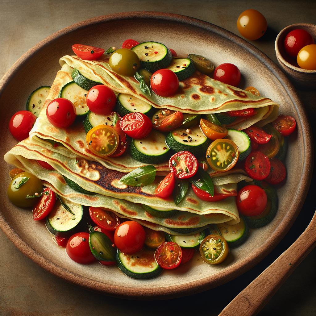 Crespelle estivales con calabacines y tomates cherry