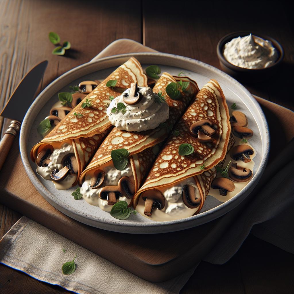 Crespelle integrales de mascarpone y setas