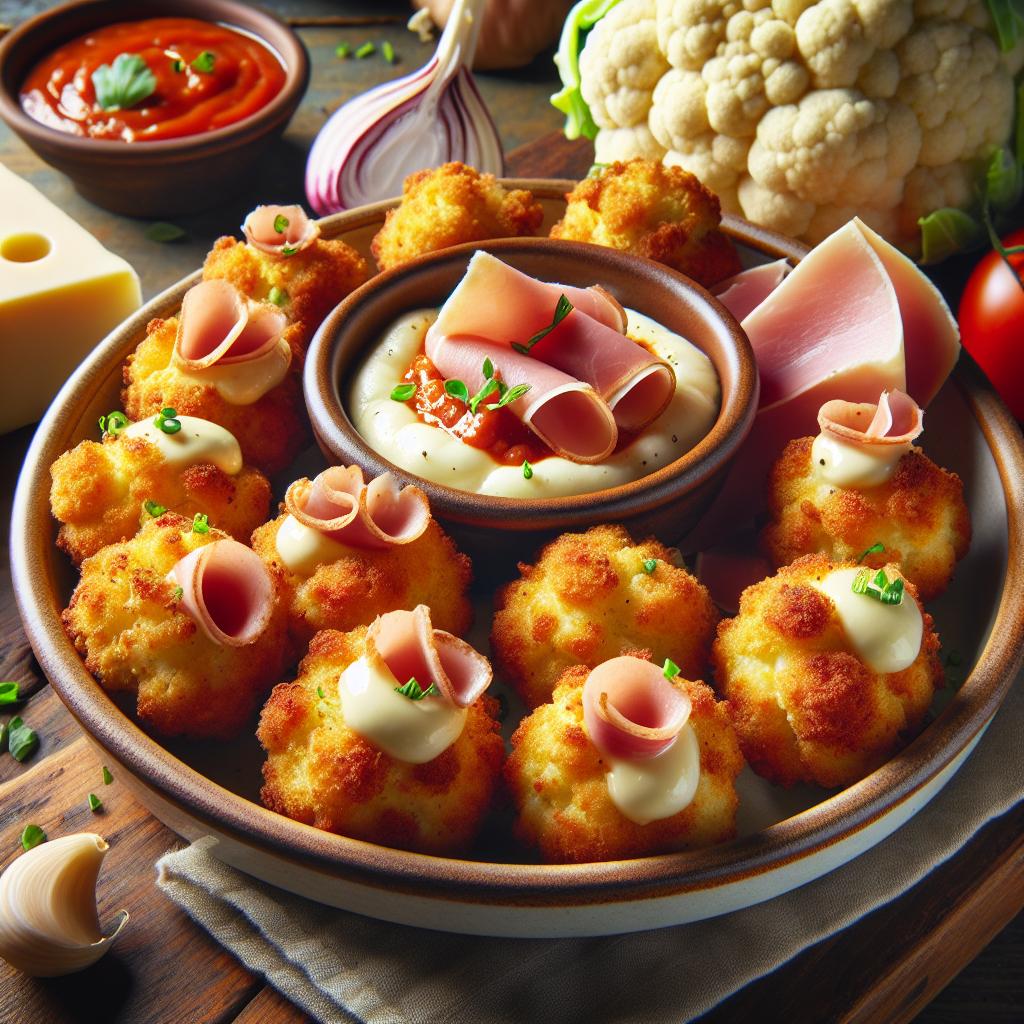 Croquetas de coliflor, jamón y queso