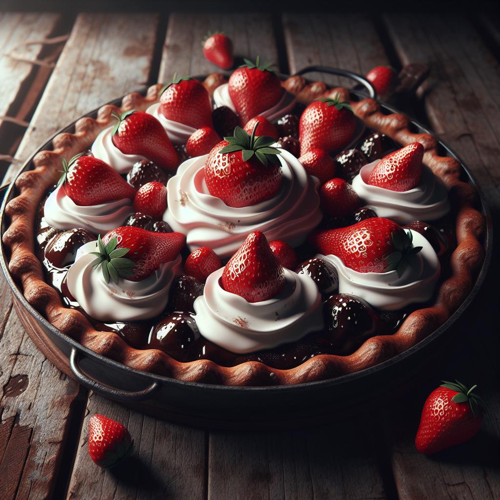 Tarta de chocolate con nata y fresas