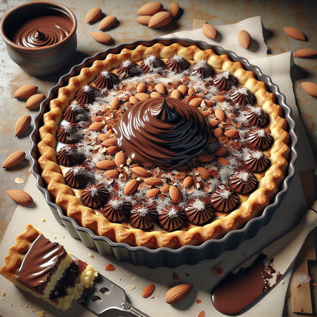 Tarta de coco y almendra con ganache de chocolate