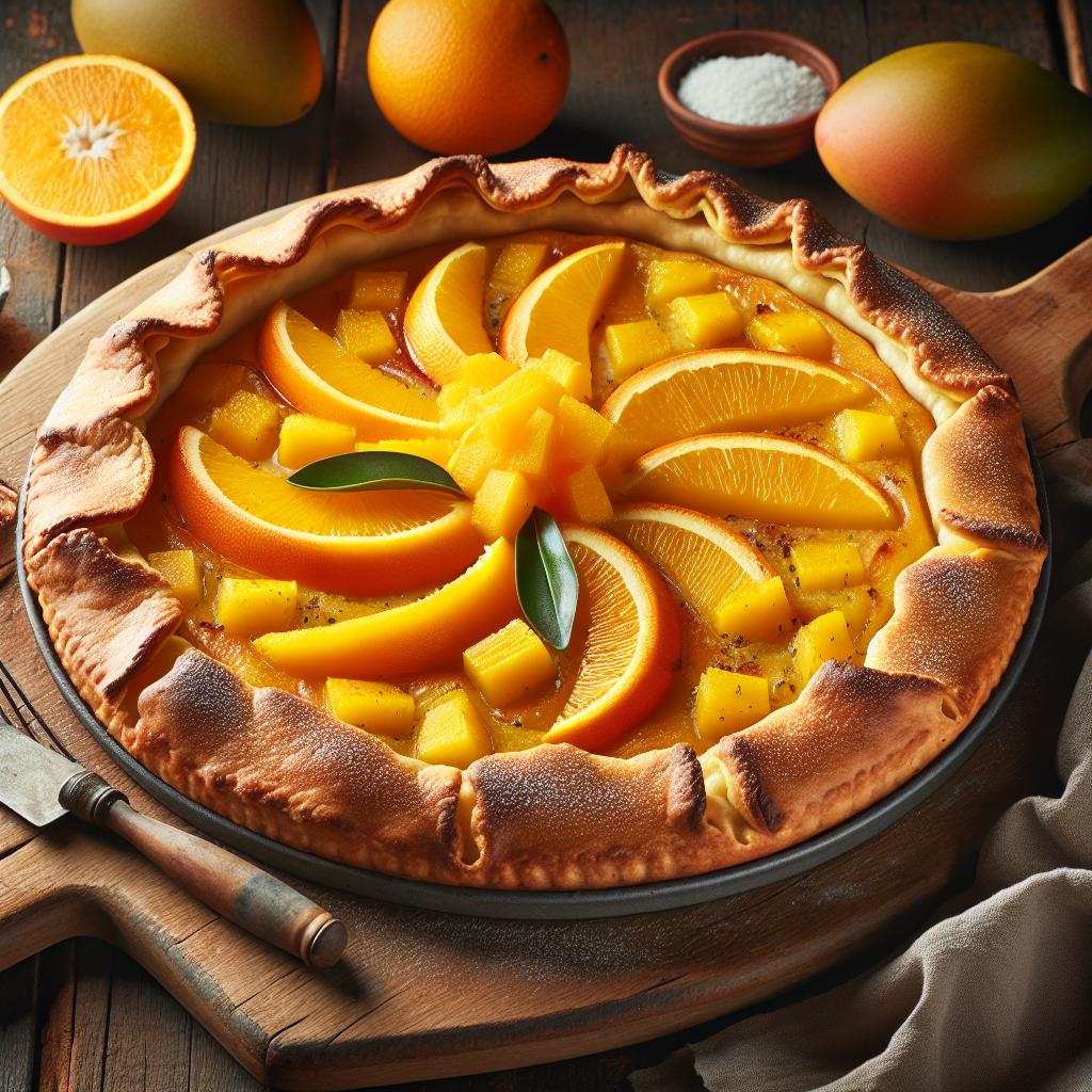 Tarta de naranjas y mango
