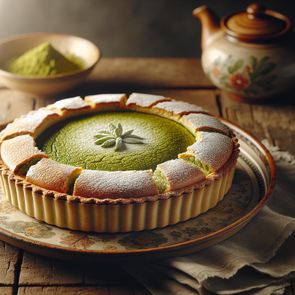 Crostata con crema de té matcha