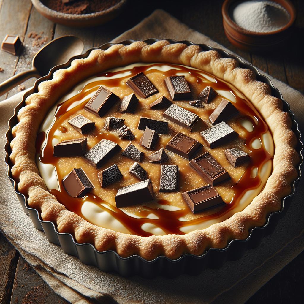 Tarta con yogur al caramelo salado y chocolate